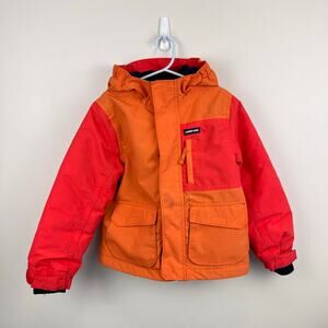 Lands' End Squall Fleece Lined Waterproof Insulated Winter Parka Orange XS 4-5